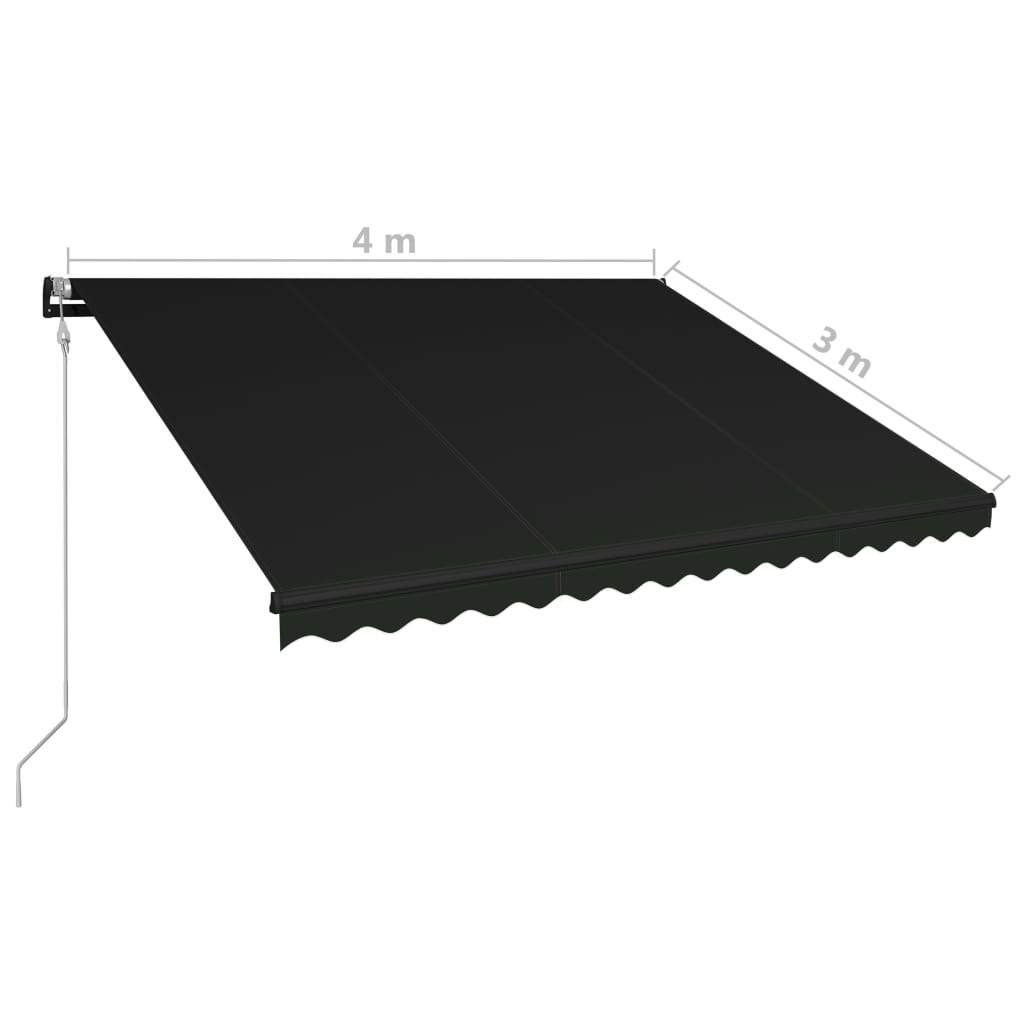 vidaXL Tenda a Scomparsa con Sensore Vento e LED 400x300 cm Antracite