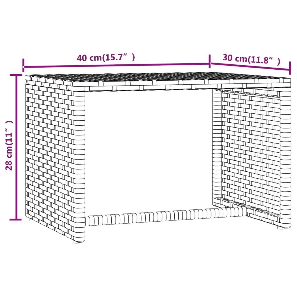 vidaXL Lettino Prendisole 1 pz con Tavolino Nero in Polyrattan