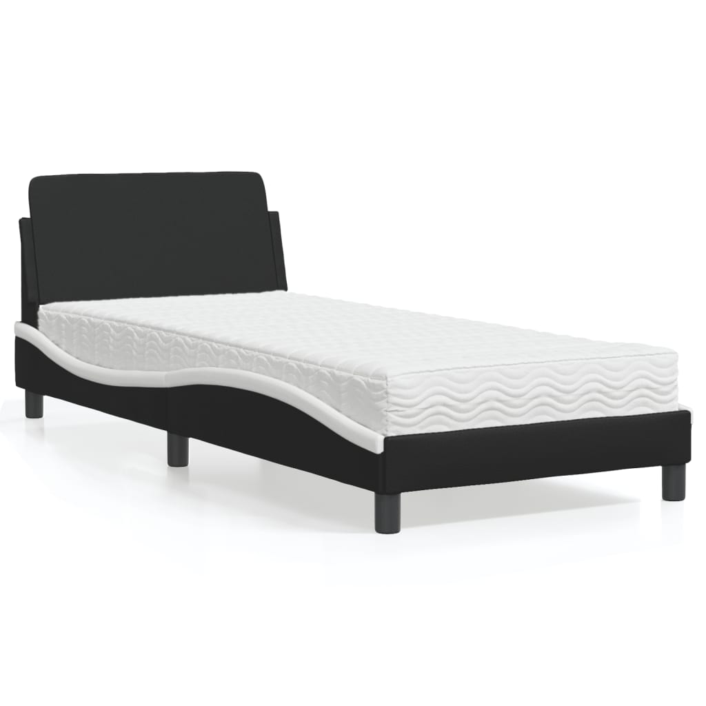 vidaXL Letto con Materasso Nero e Bianco 90x190 cm in Similpelle