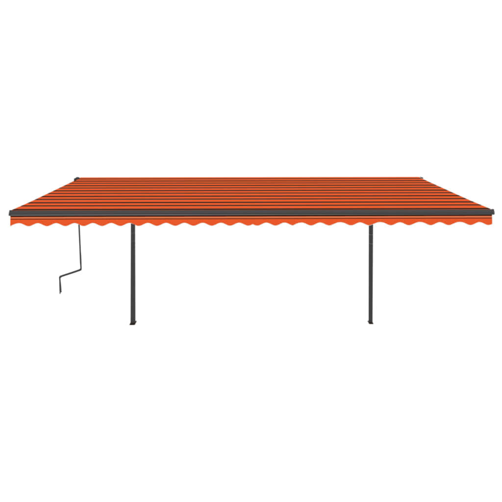 vidaXL Tenda da Sole Retrattile Manuale con LED 6x3 m Arancio Marrone