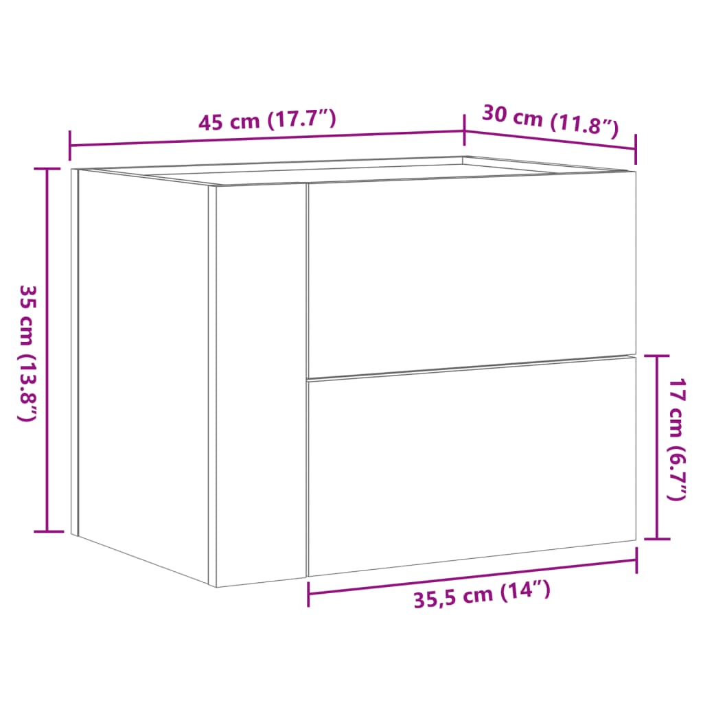 vidaXL Comodini a Muro 2 pz Bianchi 45x30x35 cm