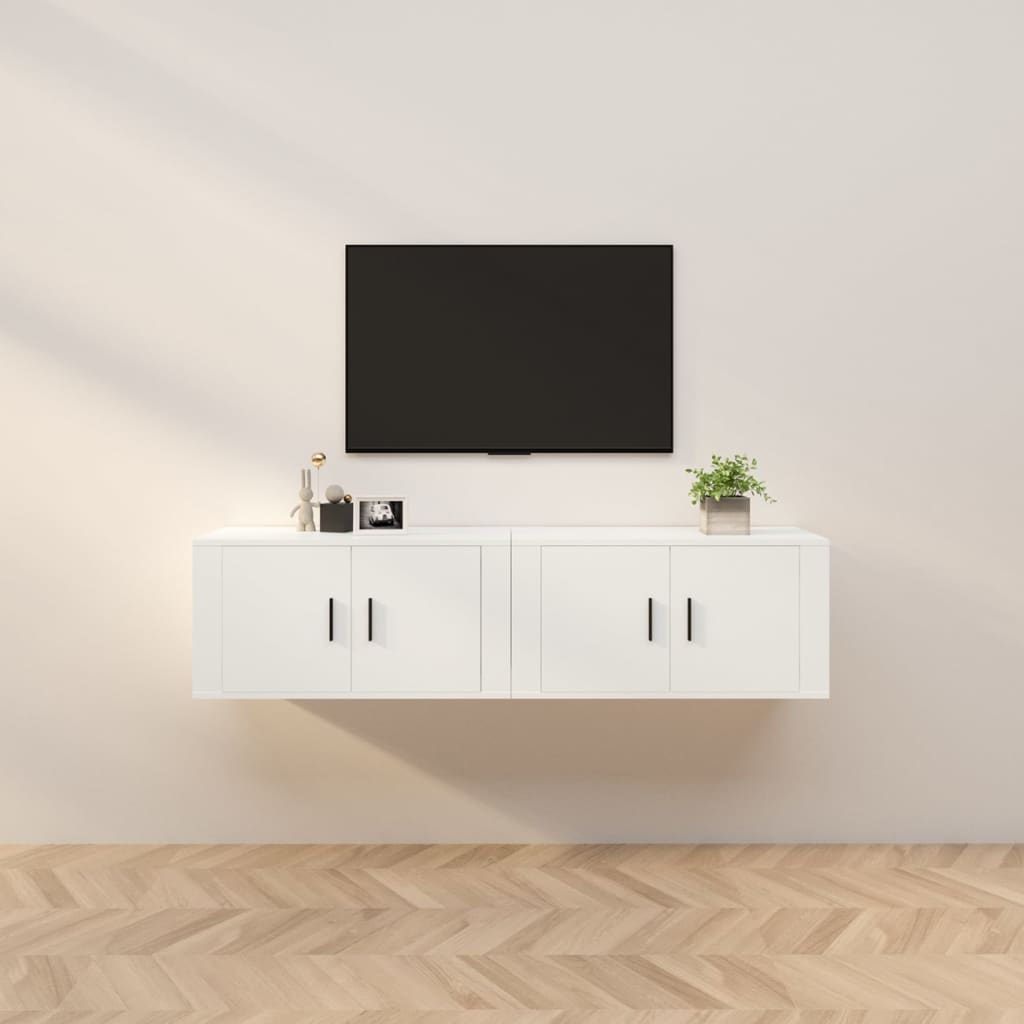 vidaXL Mobili Porta TV a Parete 2 pz Bianco 80x34,5x40 cm