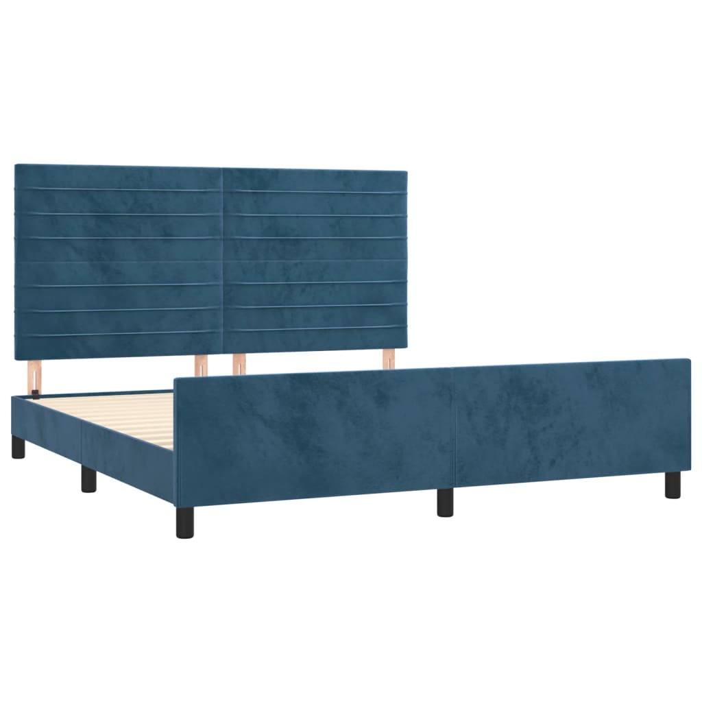 vidaXL Giroletto senza Materasso Blu Scuro 160x200 cm in Velluto