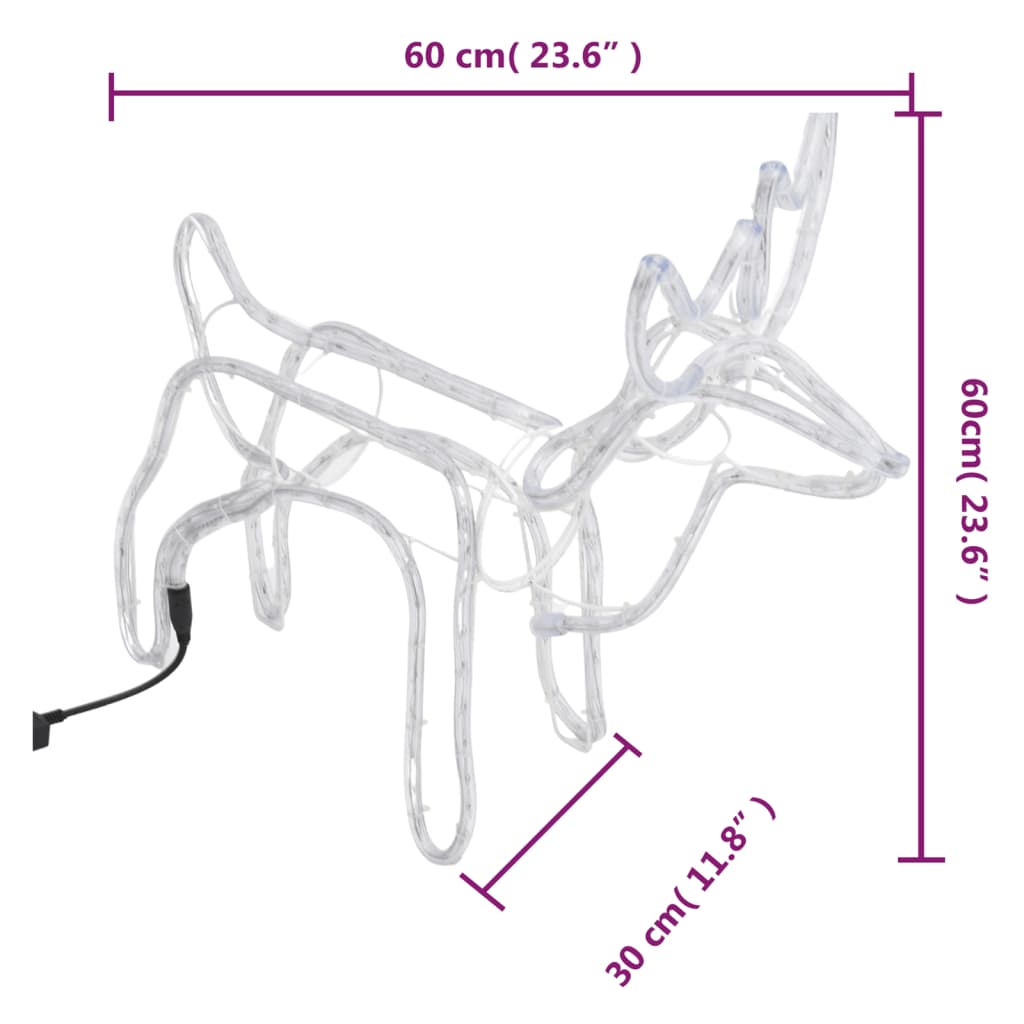 vidaXL Set Figure Renne Natalizie 3 pz Bianco Freddo