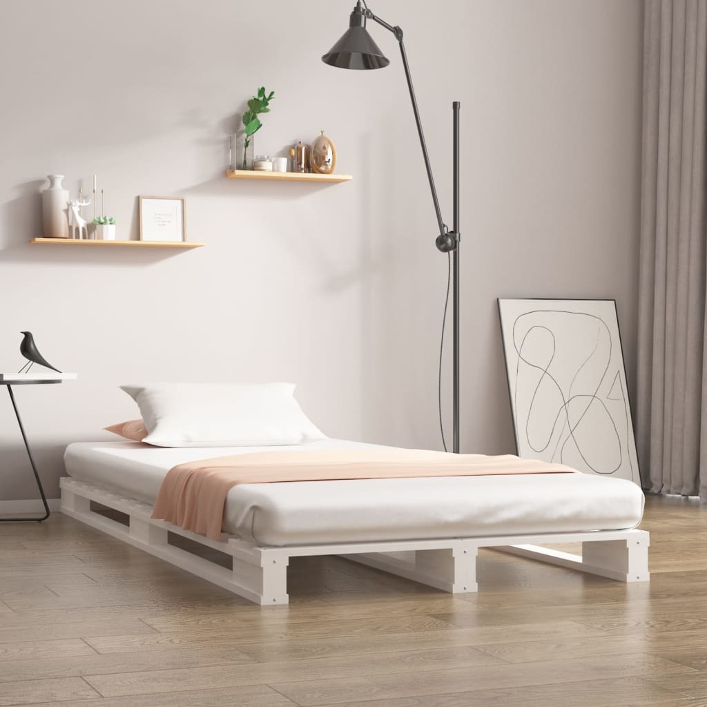 vidaXL Letto a Pallet Bianco 90x200 cm in Legno Massello di Pino