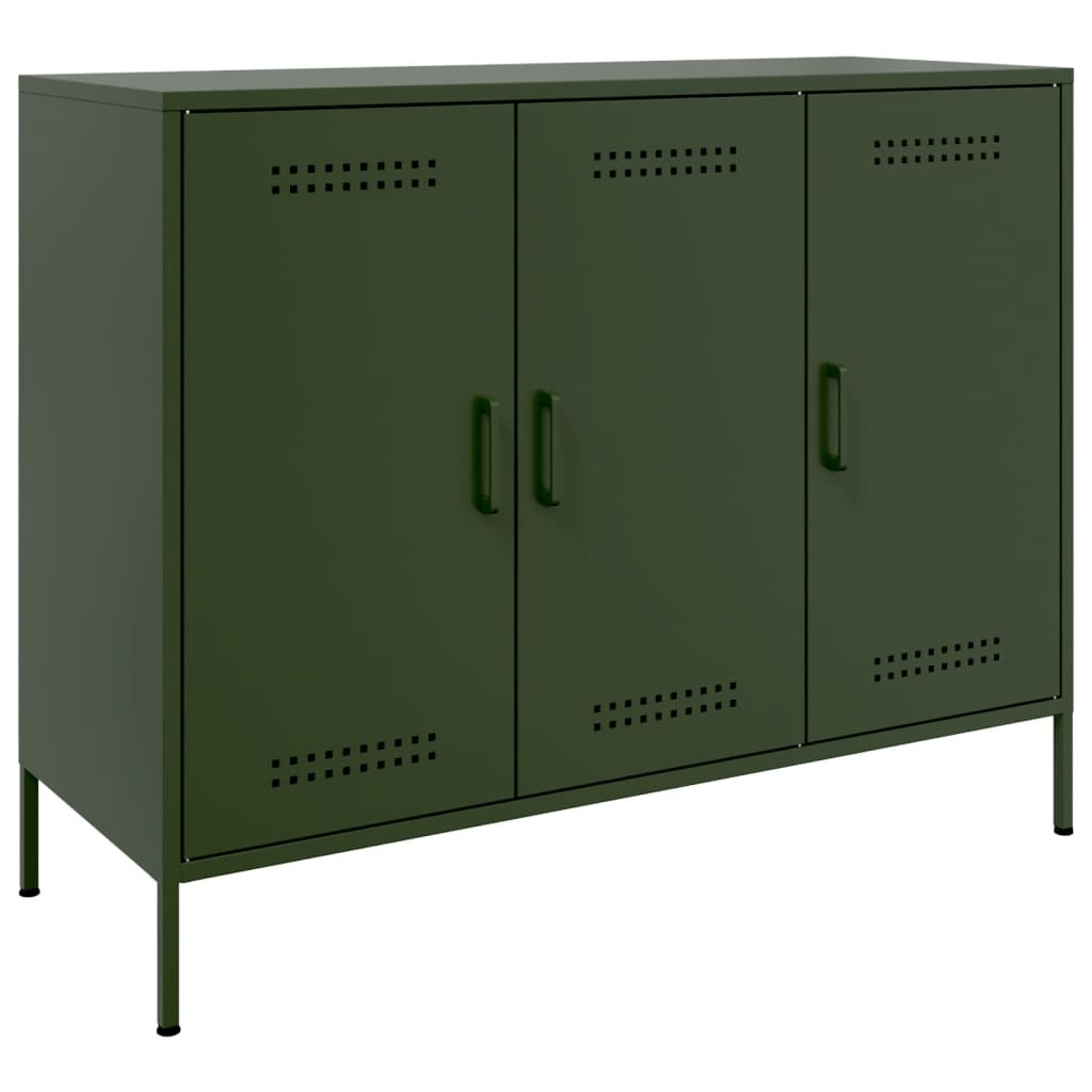 vidaXL Credenza Verde Oliva 100,5x39x79 cm in Acciaio