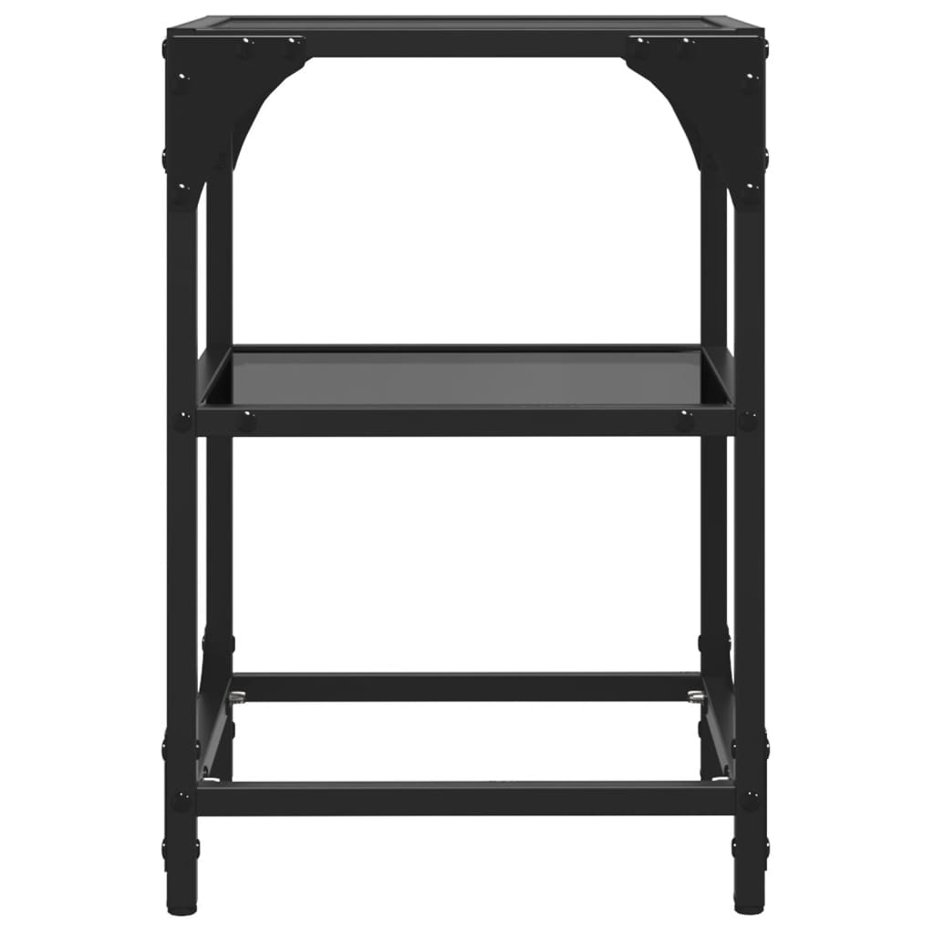 vidaXL Tavolini da Salotto con Piano Vetro Nero 2pz 30x30x45cm Acciaio