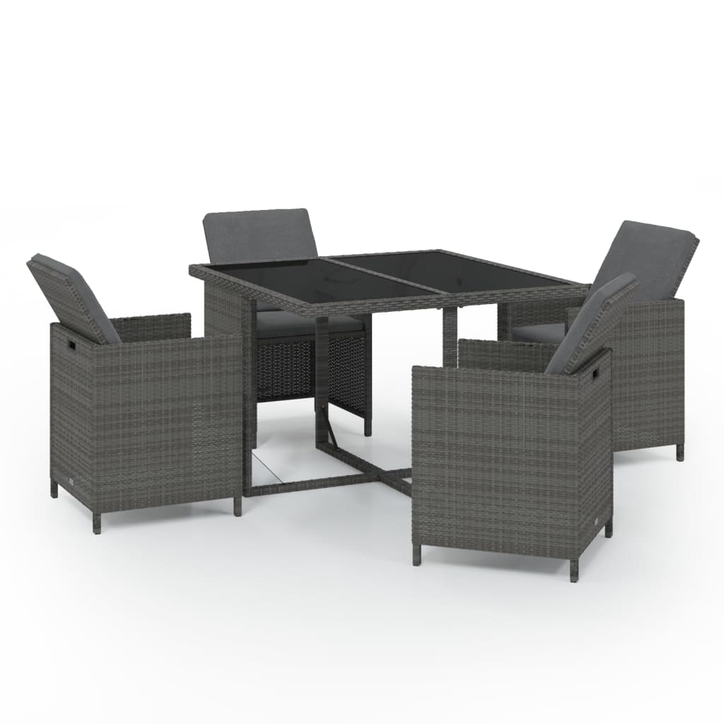 vidaXL Set da Pranzo da Giardino 5 pz con Cuscini in Polyrattan Grigio