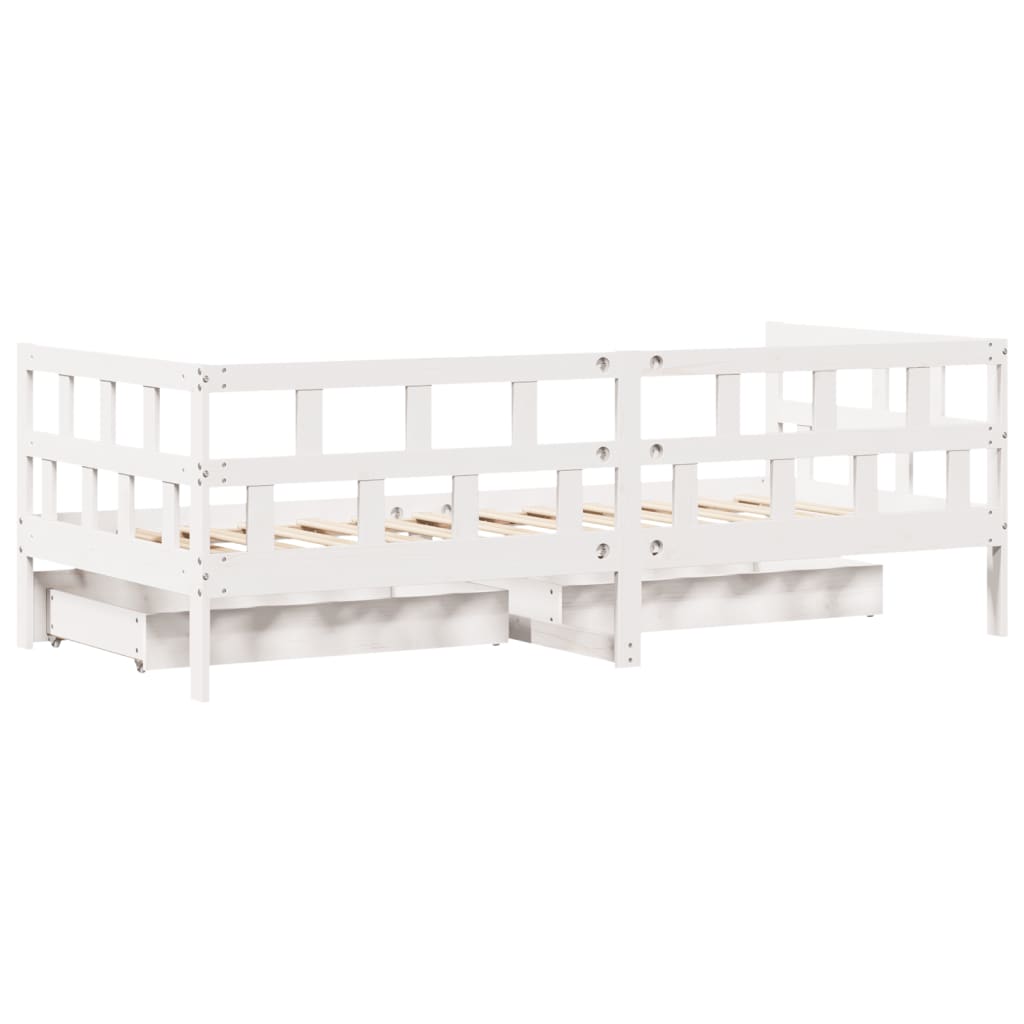 vidaXL Dormeuse con Cassetti Bianco 90x200 cm Legno Massello di Pino