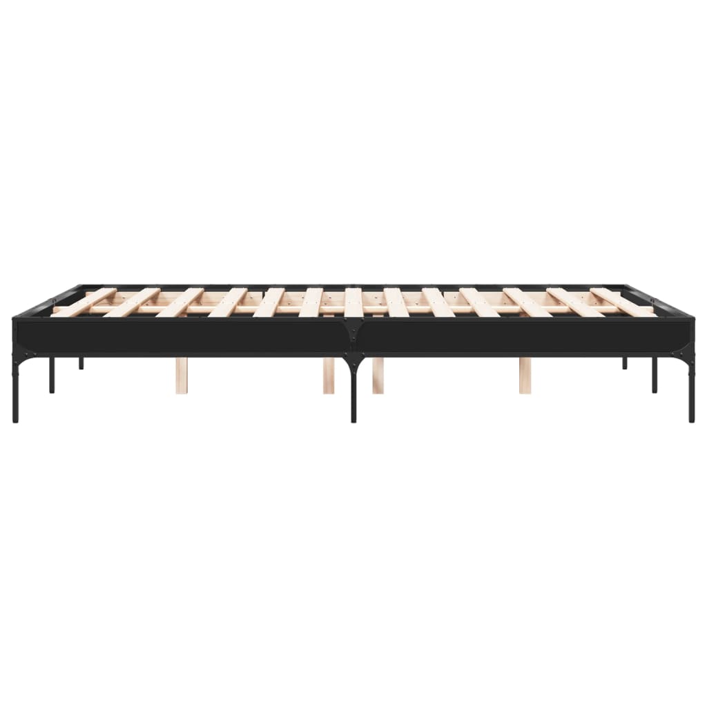 vidaXL Giroletto Nero 135x190 cm in Legno Multistrato e Metallo