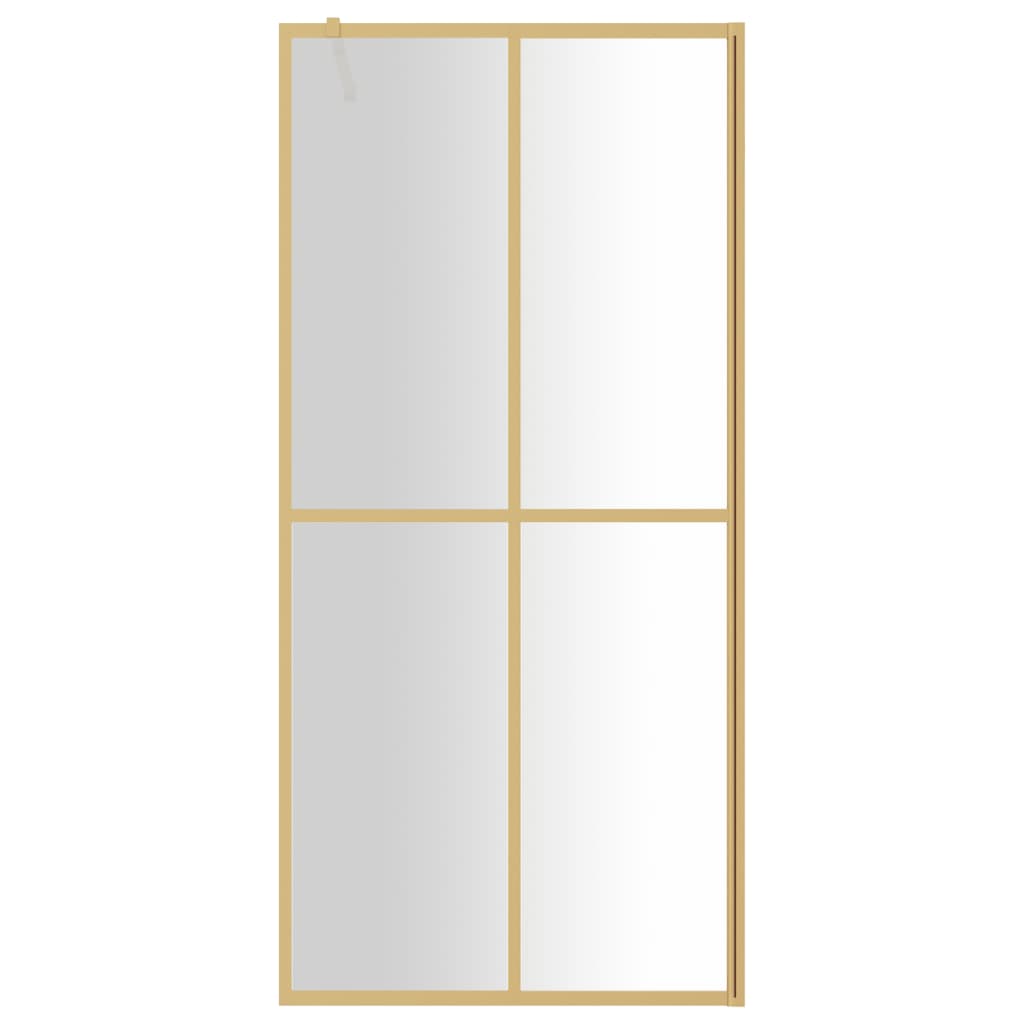 vidaXL Parete per Doccia Walk-in Vetro Trasparente ESG 90x195 cm Oro