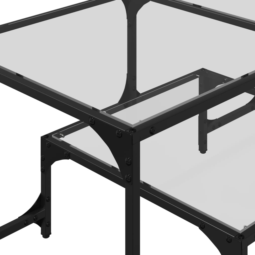 vidaXL Tavolini con Piano Vetro Trasparente 2 pz 98,5x50x45 cm Acciaio