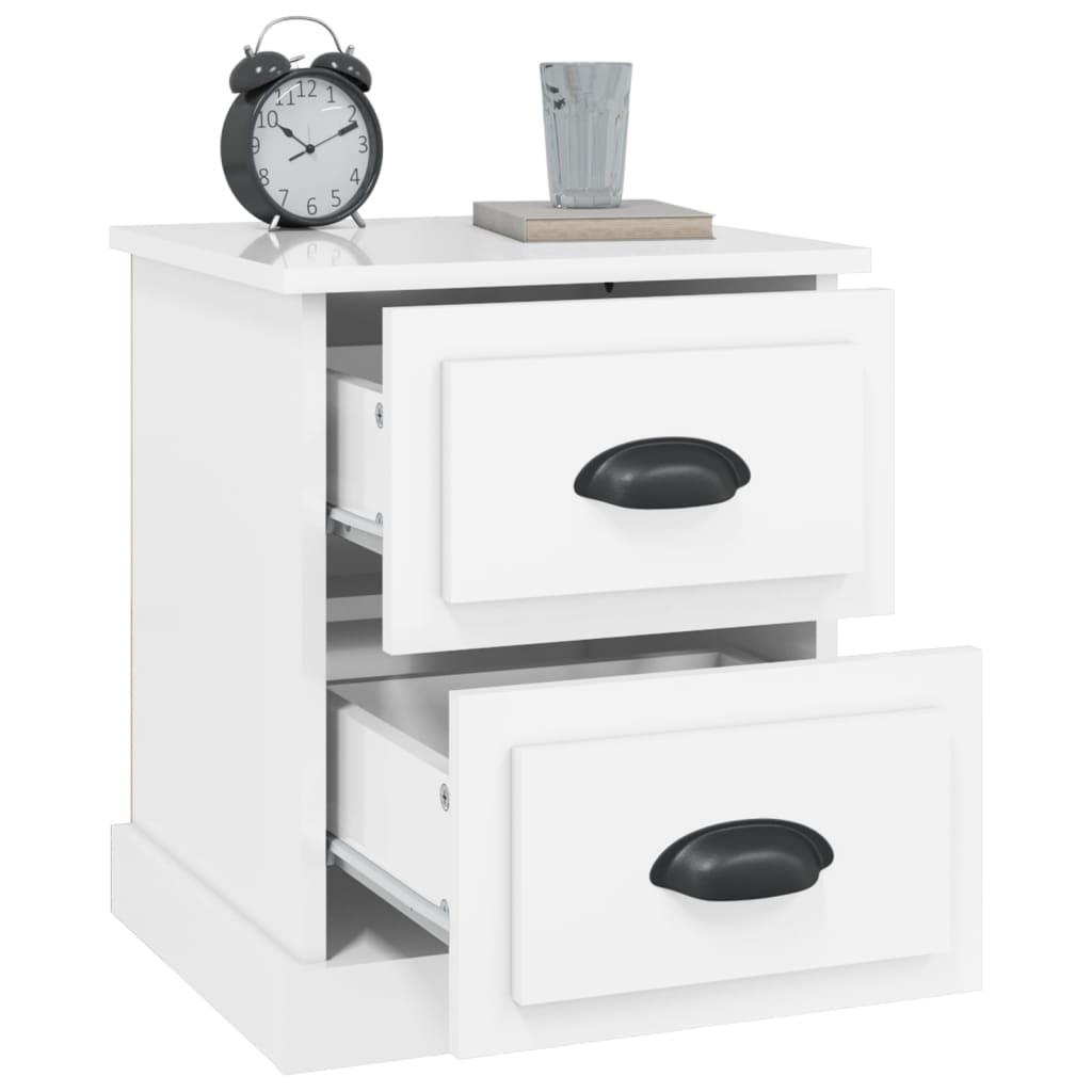 vidaXL Comodini 2 pz Bianco Lucido 39x39x47,5 cm in Legno Multistrato