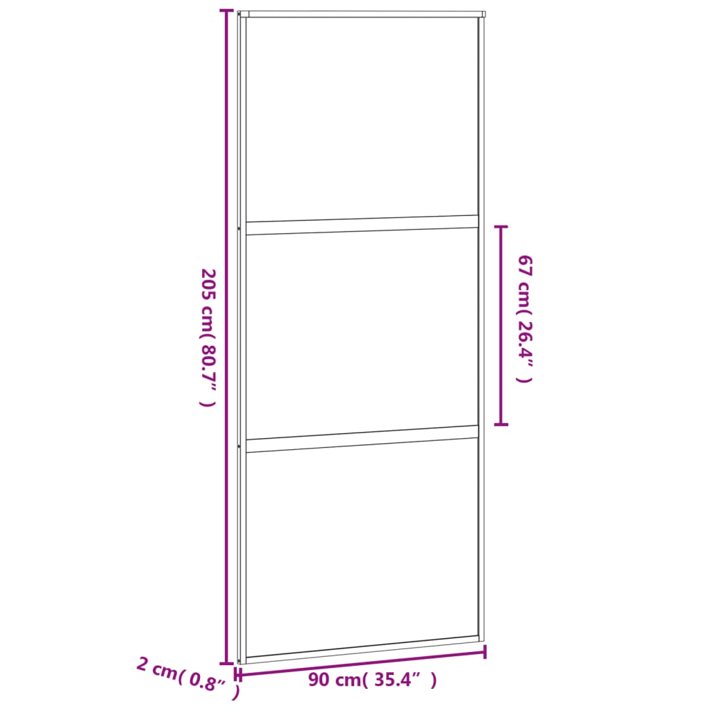 vidaXL Porta Scorrevole Bianca 90x205 cm Vetro Temperato e Alluminio