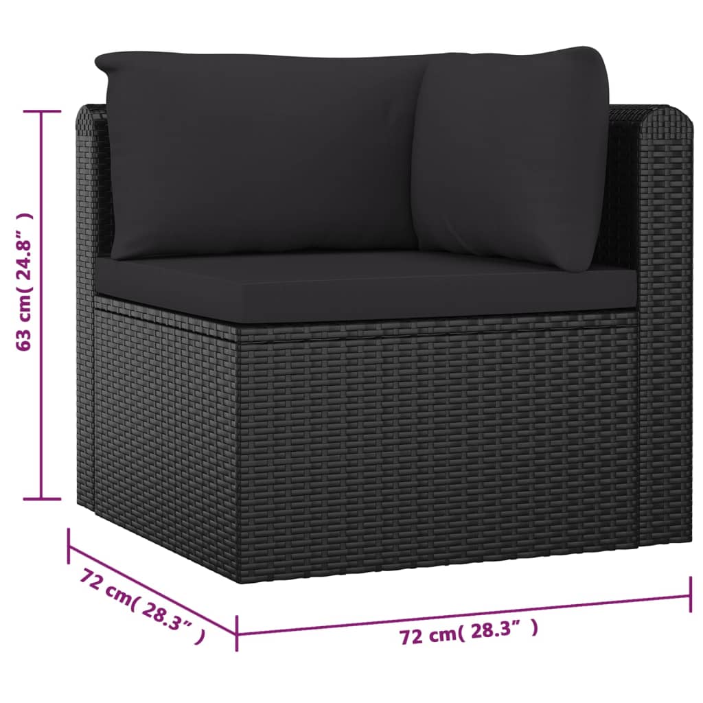 vidaXL Set Divani da Giardino 9 pz con Cuscini in Polyrattan Nero