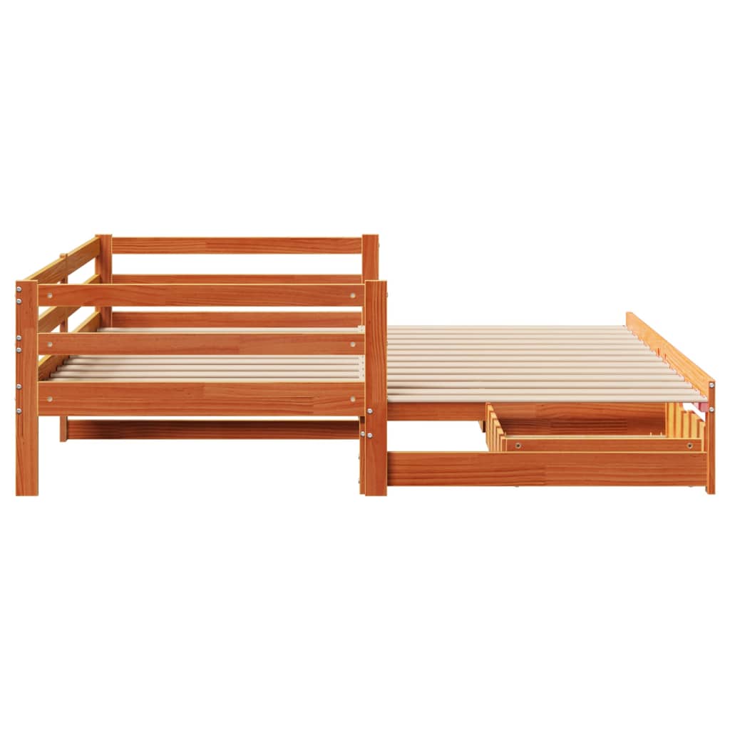 vidaXL Dormeuse Letto Estraibile e Cassetti Marrone Cera 90x190cm Pino