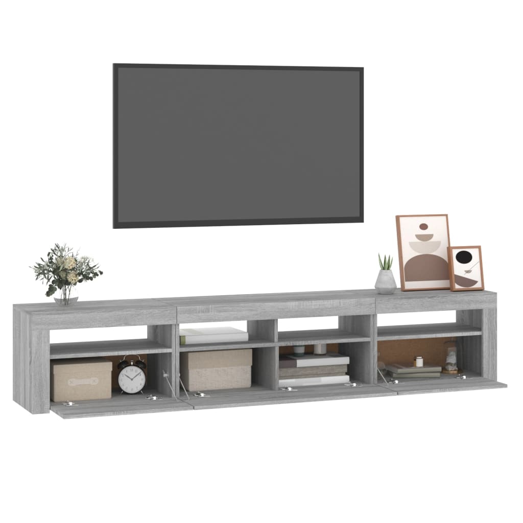 vidaXL Mobile Porta TV con Luci LED Grigio Sonoma 210x35x40 cm