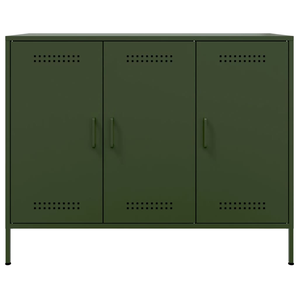 vidaXL Credenza Verde Oliva 100,5x39x79 cm in Acciaio