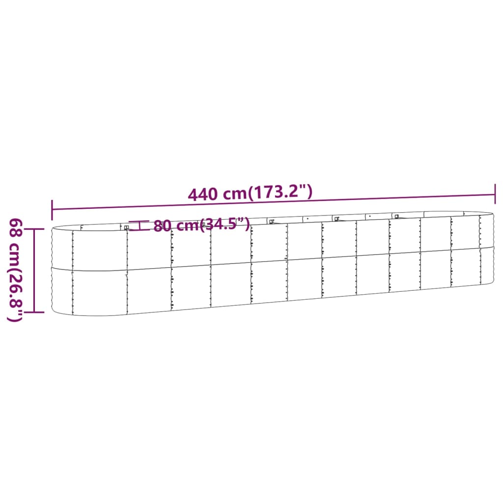 vidaXL Letto Giardino Acciaio Verniciato a Polvere 440x80x68 cm Verde