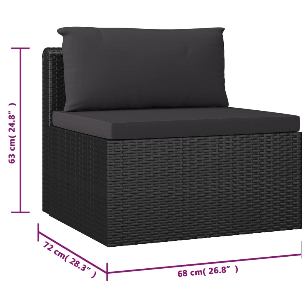 vidaXL Set Divani da Giardino 10 pz con Cuscini in Polyrattan Nero