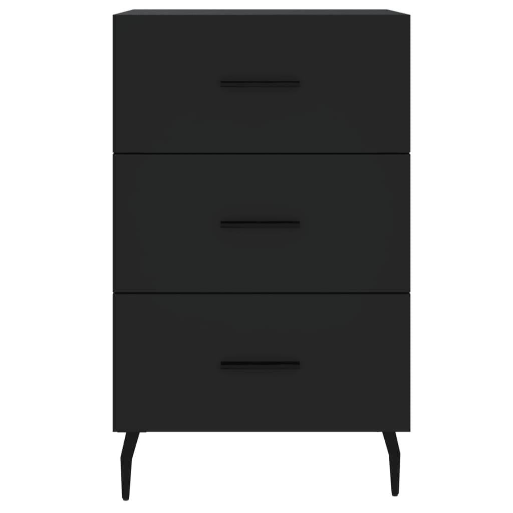 vidaXL Comodino Nero 40x40x66 cm in Legno Multistrato