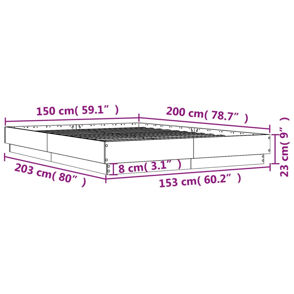 vidaXL Giroletto Grigio Cemento 150x200 cm in Legno Multistrato