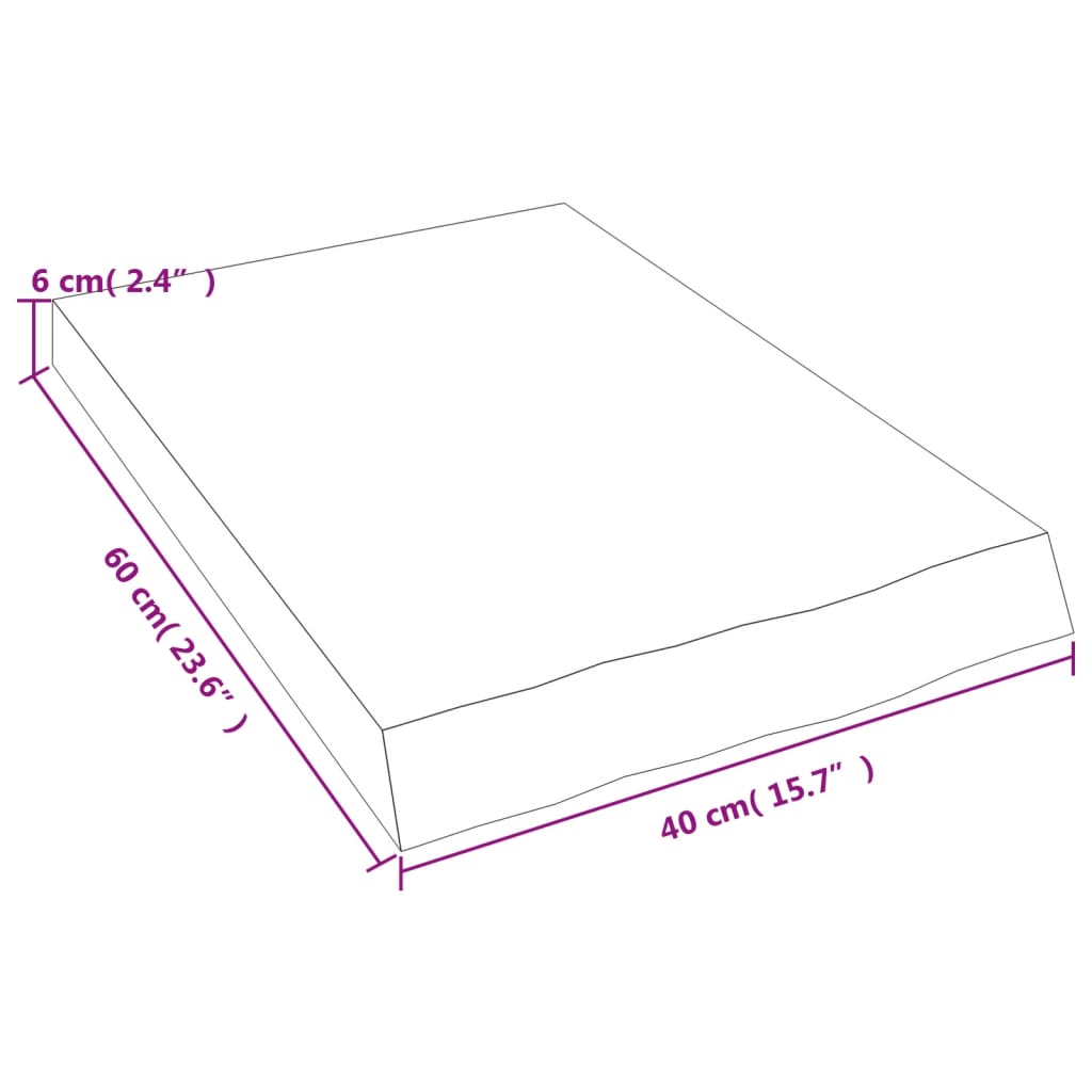 vidaXL Piano Bagno Marrone 40x60x(2-6) cm Legno Massello Trattato