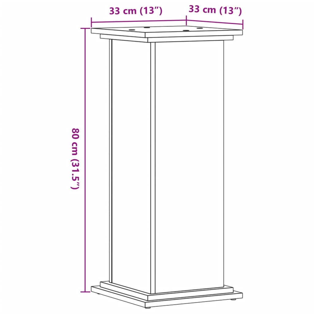 vidaXL Supporto per Piante Grigio Sonoma 33x33x80 cm Legno Multistrato