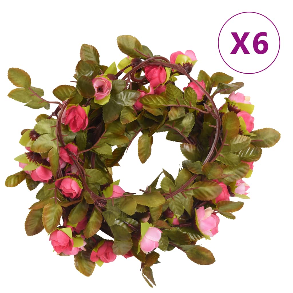 vidaXL Ghirlande Fiori Artificiali Natale 6 pz Rosé 215 cm