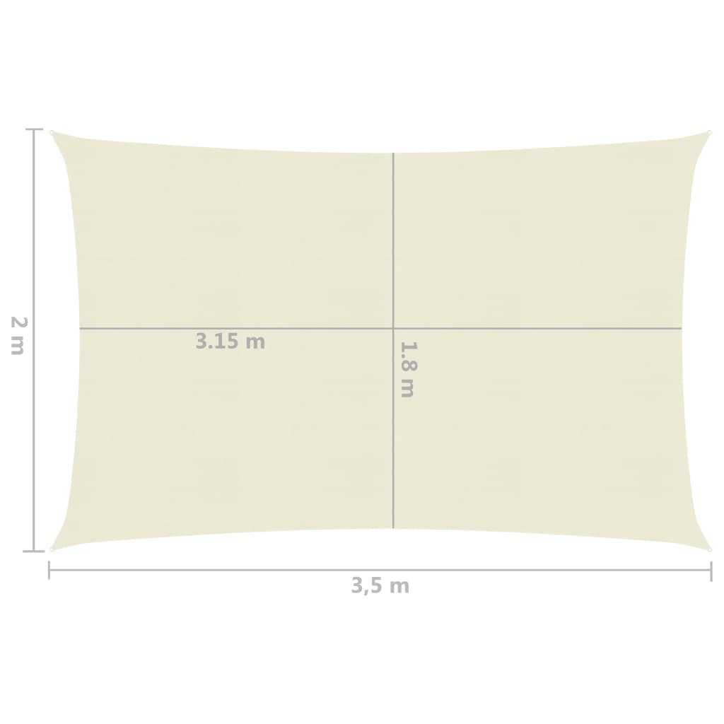 vidaXL Vela Parasole 160 g/m² Crema 2x3,5 m in HDPE