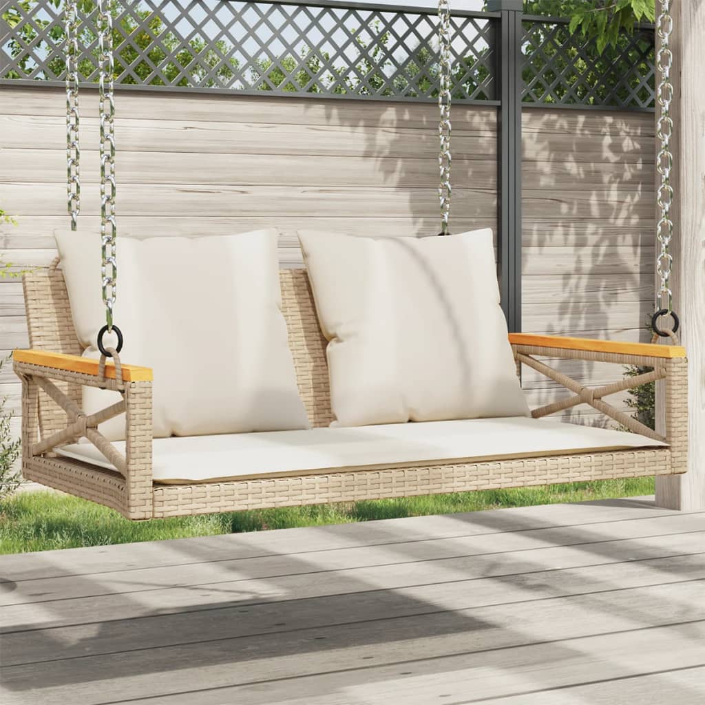 vidaXL Panchina a Dondolo con Cuscini Beige 109x62x40 cm in Polyrattan