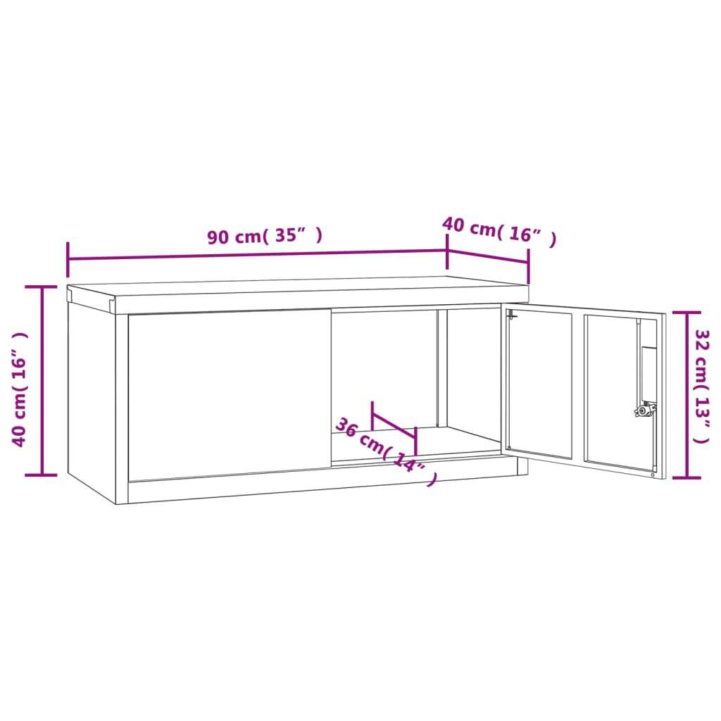 vidaXL Armadio Classificatore Nero 90x40x110 cm in Acciaio