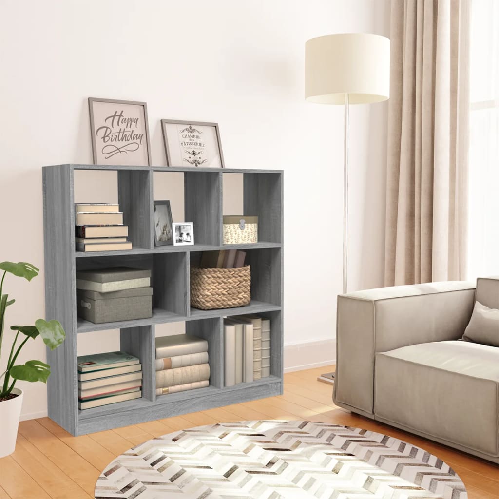 vidaXL Libreria Grigio Sonoma 97,5x29,5x100 cm in Legno Multistrato