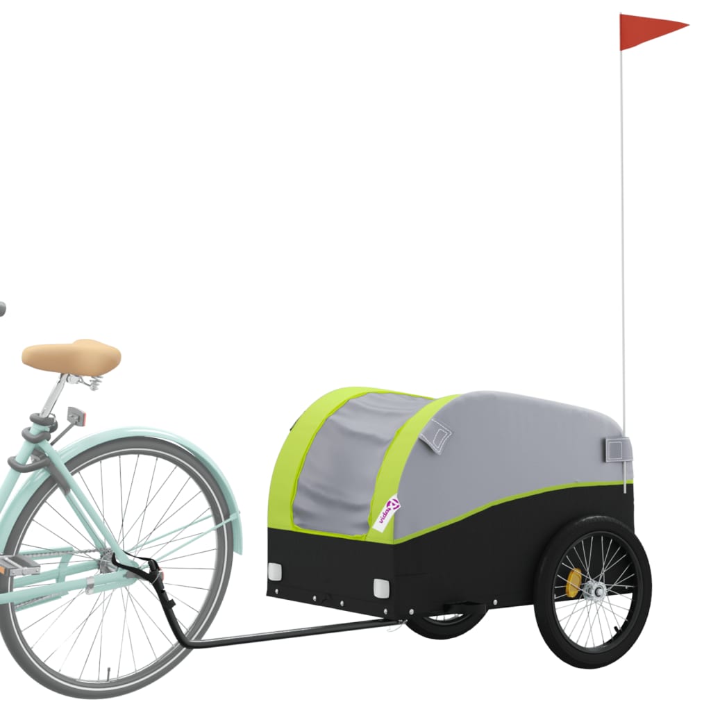 vidaXL Rimorchio da Bici Nero e Verde 45 kg in Ferro