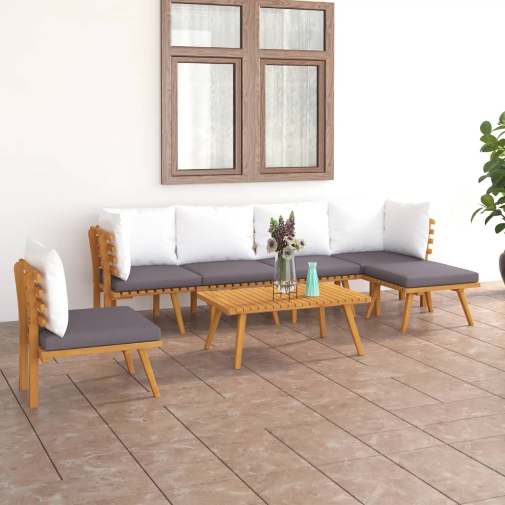 vidaXL Set Divani da Giardino 7 pz con Cuscini in Massello di Acacia