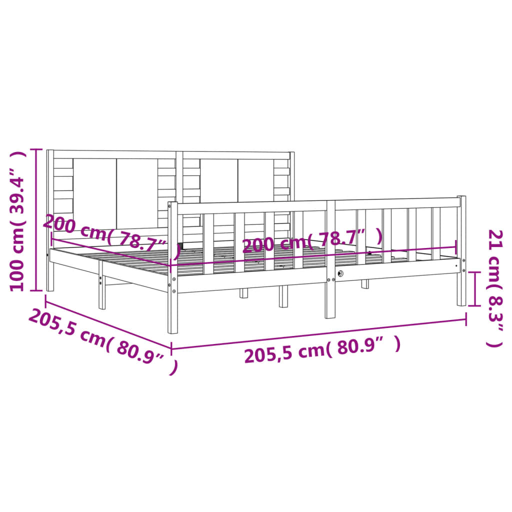 vidaXL Giroletto con Testiera ambra 200x200 cm in Legno Massello