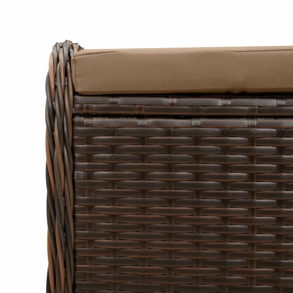 vidaXL Sgabello Giardino con Cuscino Marrone 58x46x46 cm in Polyrattan