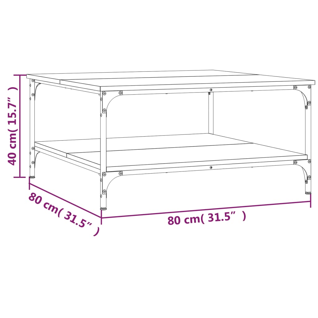 vidaXL Tavolino da Salotto Rovere Marrone 80x80x40cm Legno Multistrato