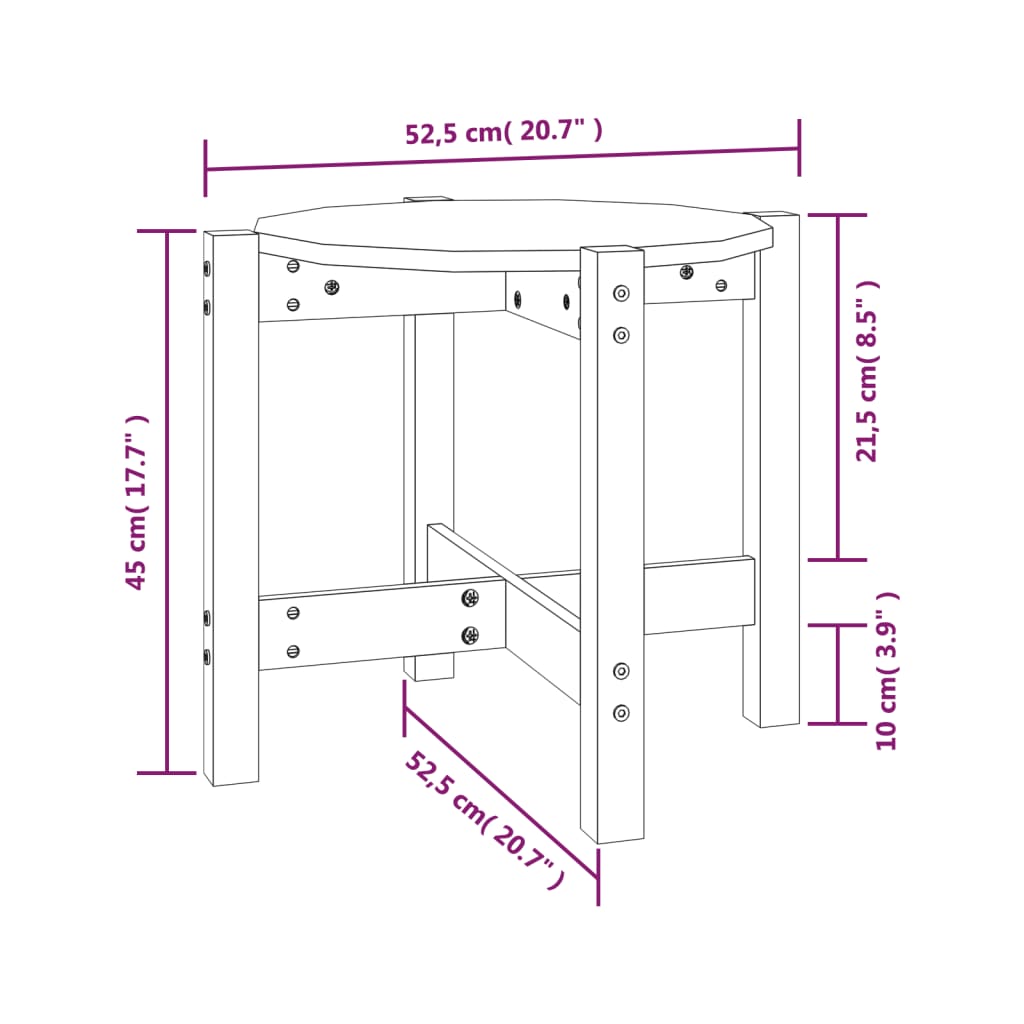 vidaXL Tavolino da Salotto Ambra Ø 52,5x45cm in Legno Massello di Pino