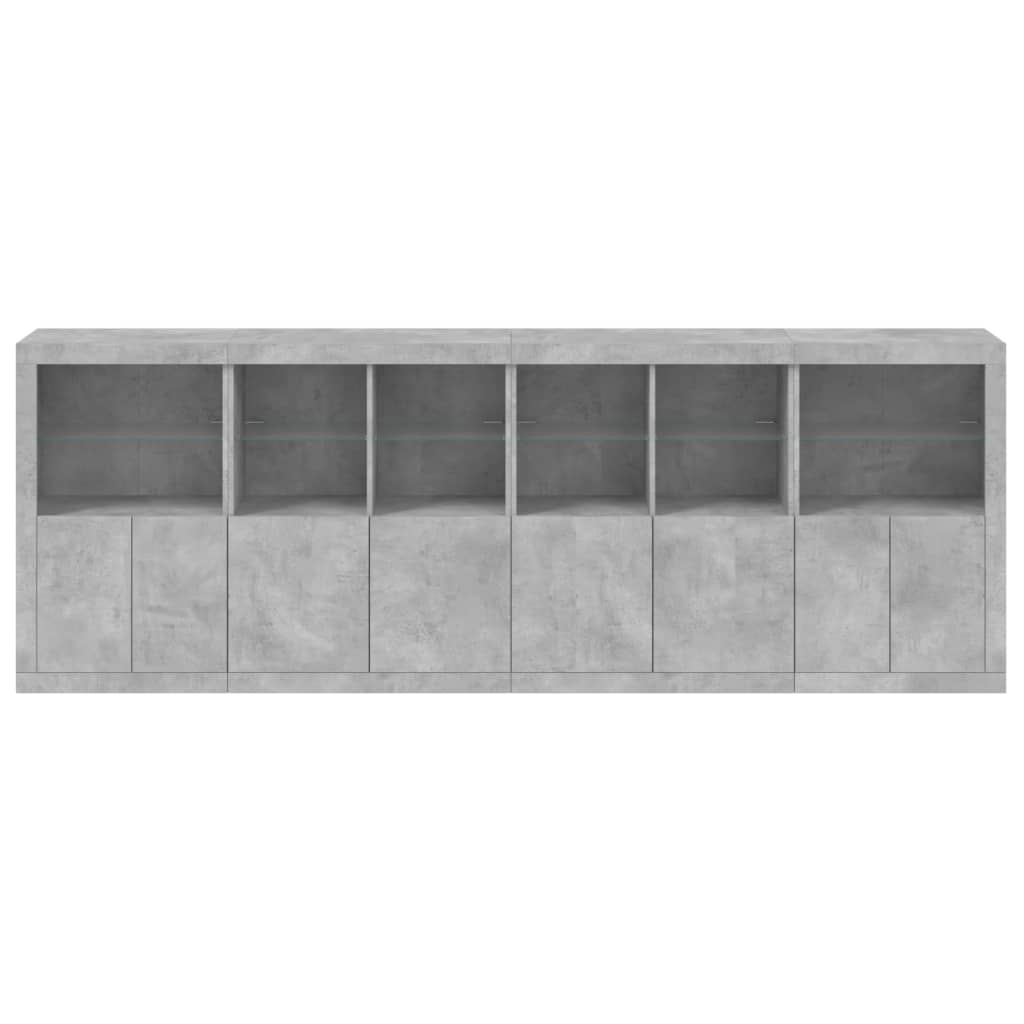 vidaXL Credenza con Luci LED Grigio Cemento 283x37x100 cm