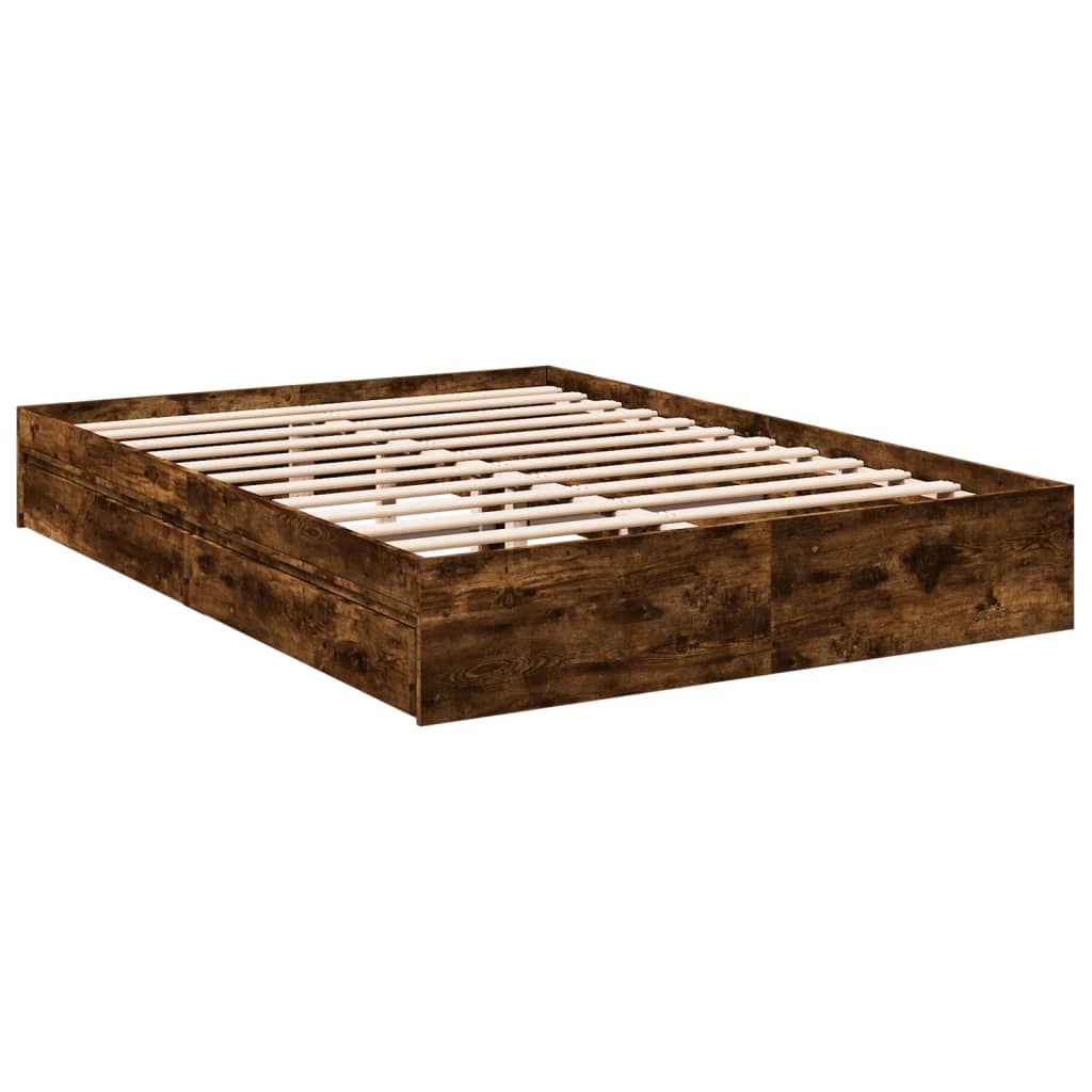 vidaXL Giroletto con Cassetti Rovere Fumo 150x200 cm Legno Multistrato