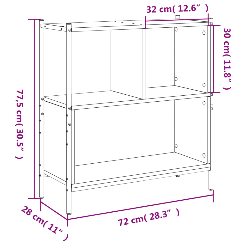 vidaXL Libreria Nera 72x28x77,5 cm in Legno Multistrato