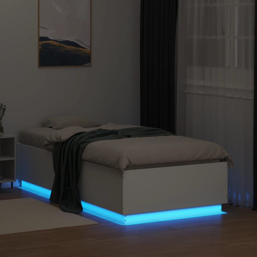 vidaXL Giroletto con Luci LED Bianco 75x190 cm in Legno Multistrato