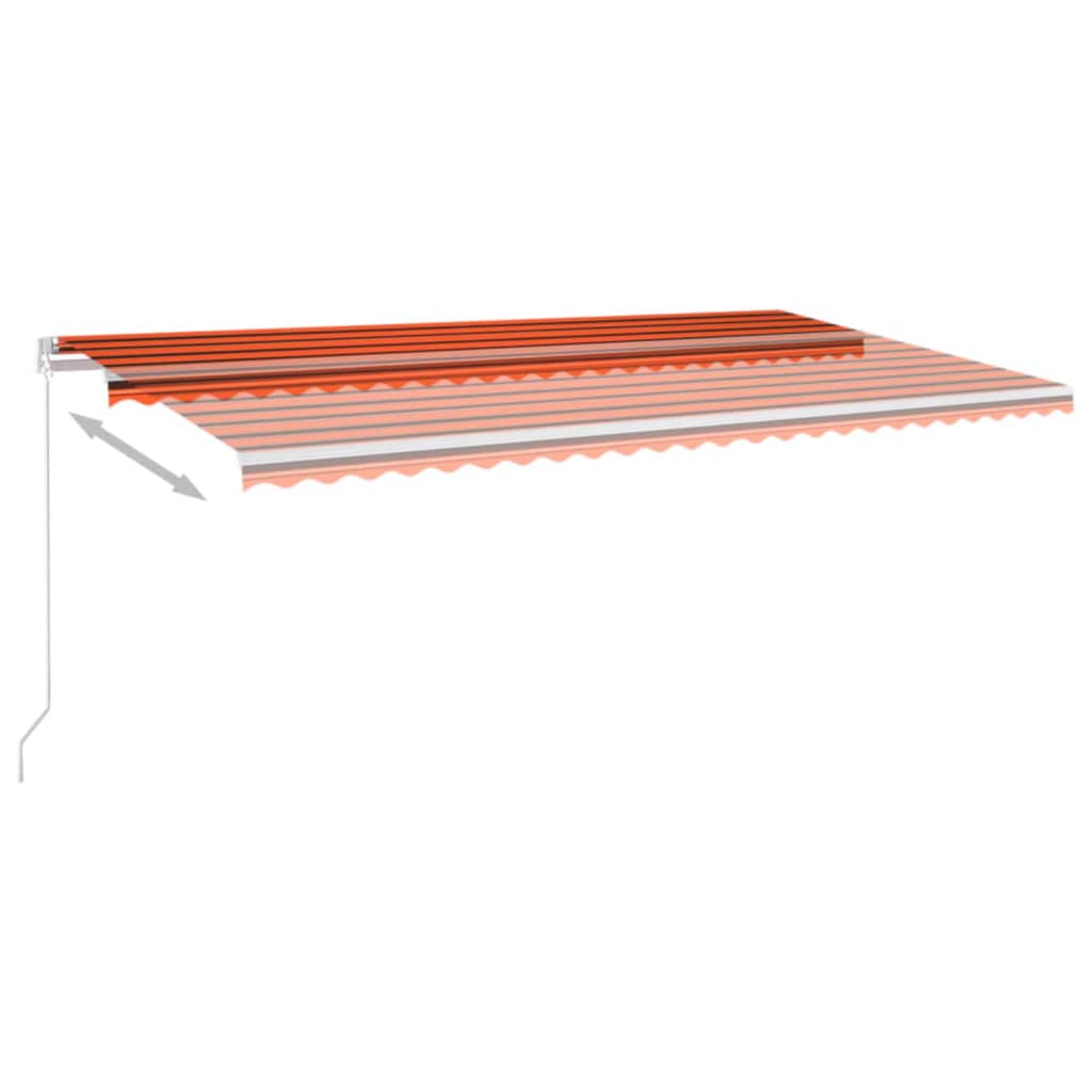 vidaXL Tenda da Sole Retrattile Manuale LED 600x350 cm Arancio Marrone