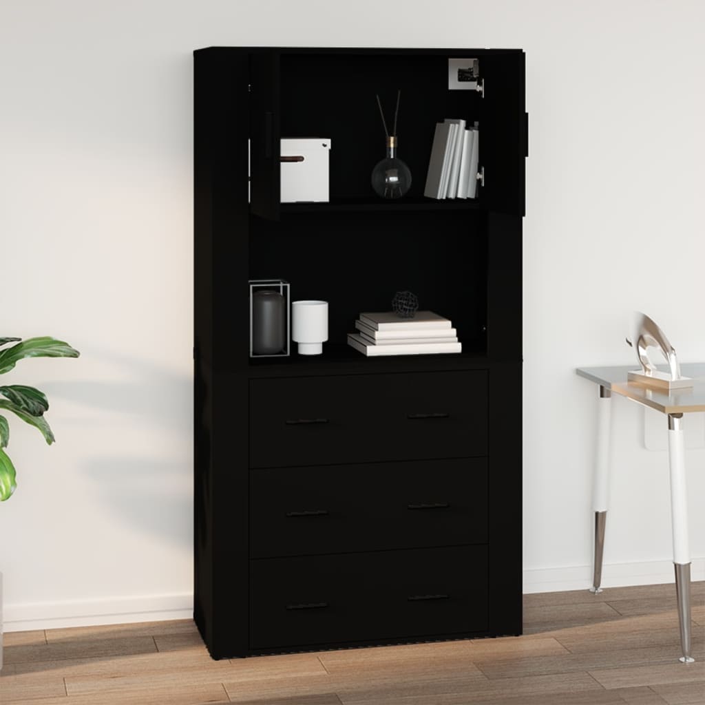 vidaXL Mobile a Parete Nero 80x33x80 cm in Legno Multistrato