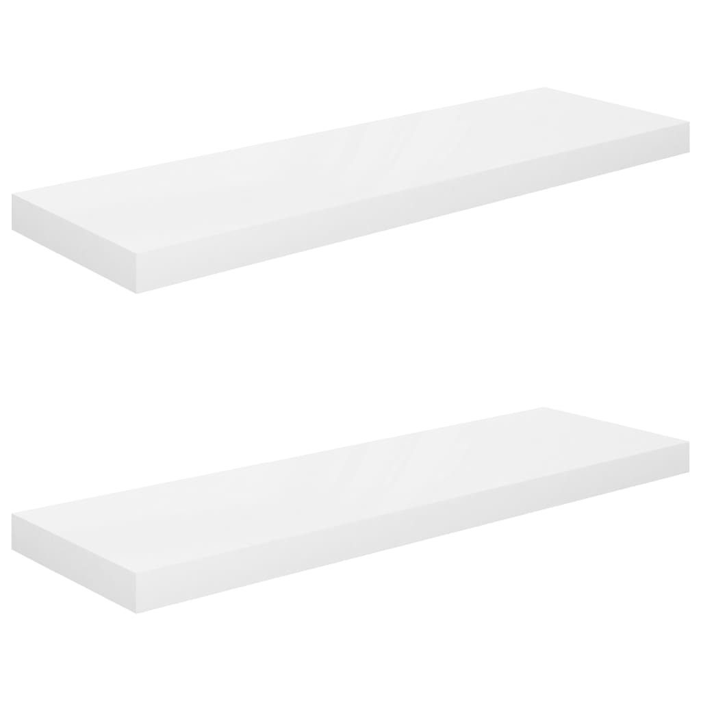 vidaXL Scaffali a Parete 2 pz Bianco Lucido 80x23,5x3,8 cm in MDF