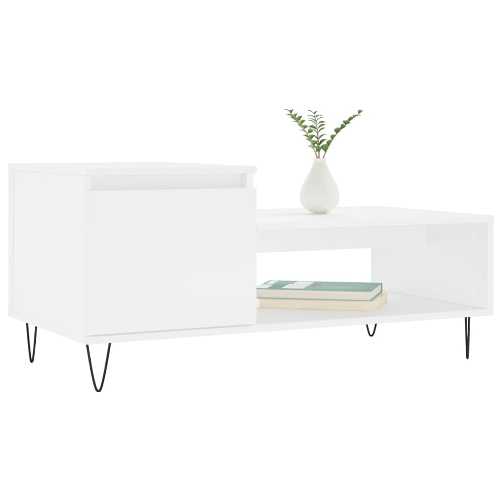 vidaXL Tavolino da Salotto Bianco 100x50x45 cm in Legno Multistrato