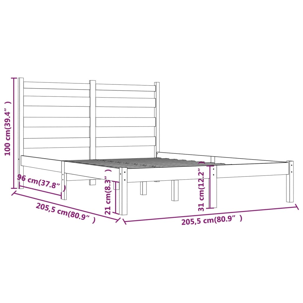 vidaXL Giroletto Grigio in Legno Massello di Pino 200x200 cm