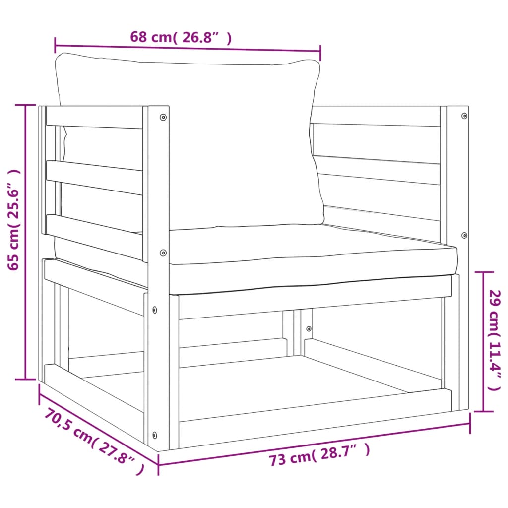 vidaXL Set Salotto da Giardino 7pz con Cuscini Verdi in Legno Massello