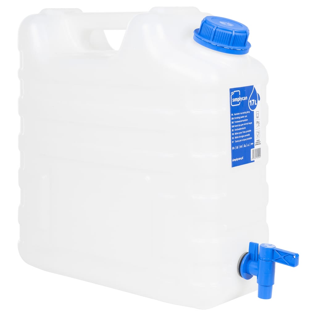 vidaXL Contenitore Acqua con Rubinetto Trasparente 15 L in Plastica